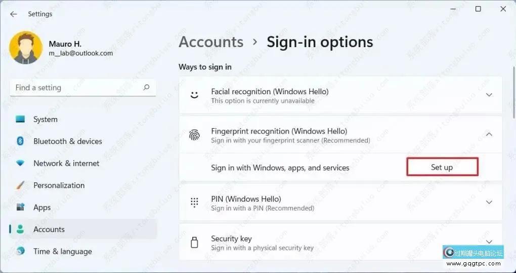 怎样在 Win11系统 上启用 Windows Hello 指纹？